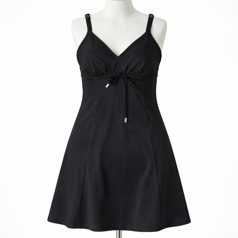 Swim Solutions Black Swim Dress Size 10 Tummy Control Bust Support Built-In Bott